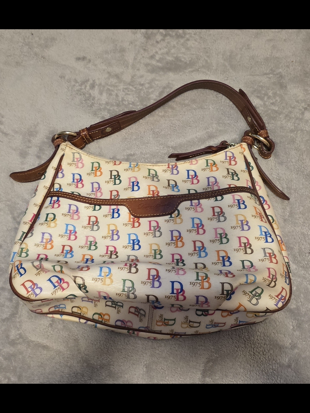 Dooney & Bourke Multicolor D Pattern Shoulder Bag - Cream/Brown